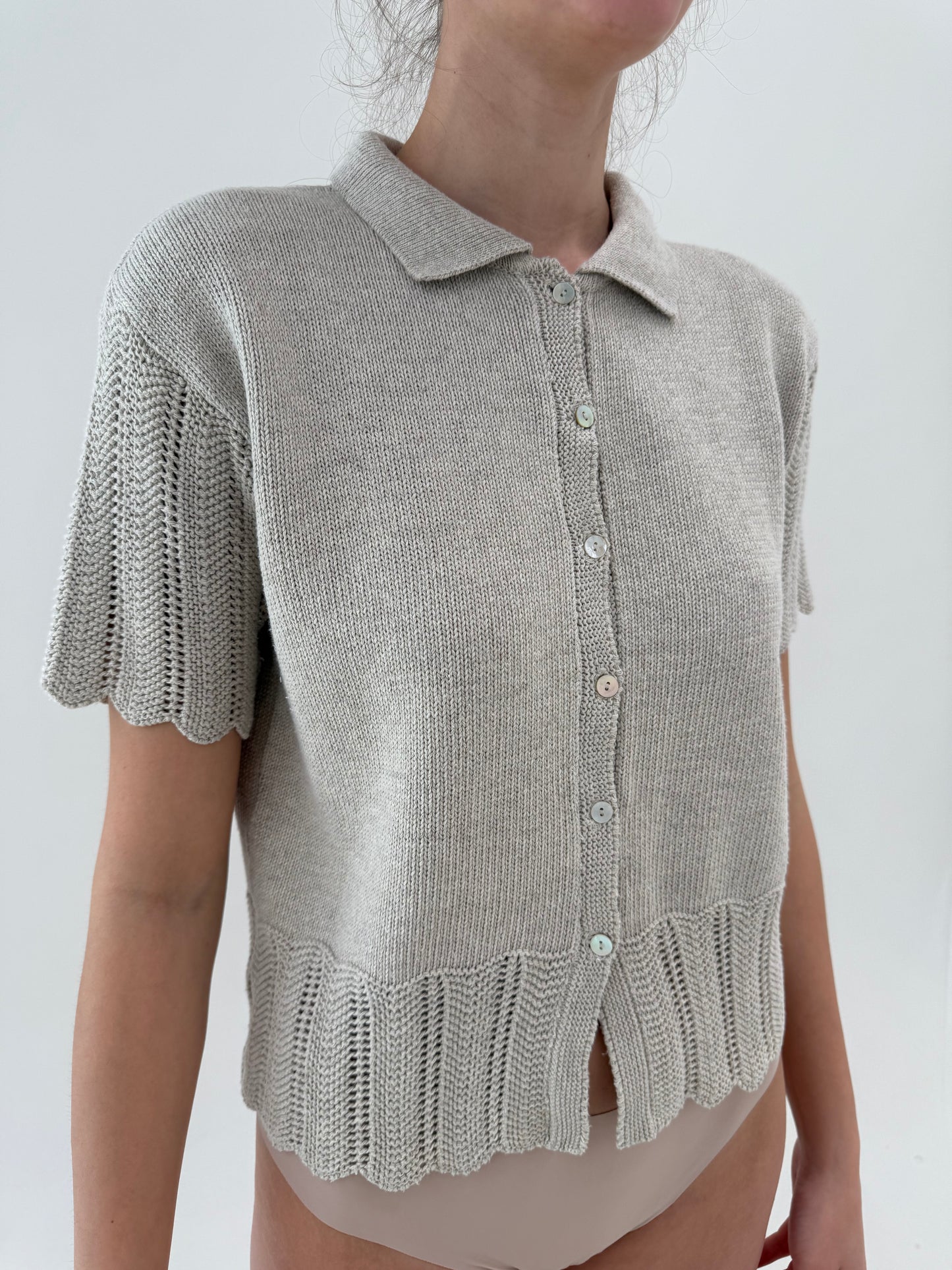 Top polo din jerse premium de bumbac grej