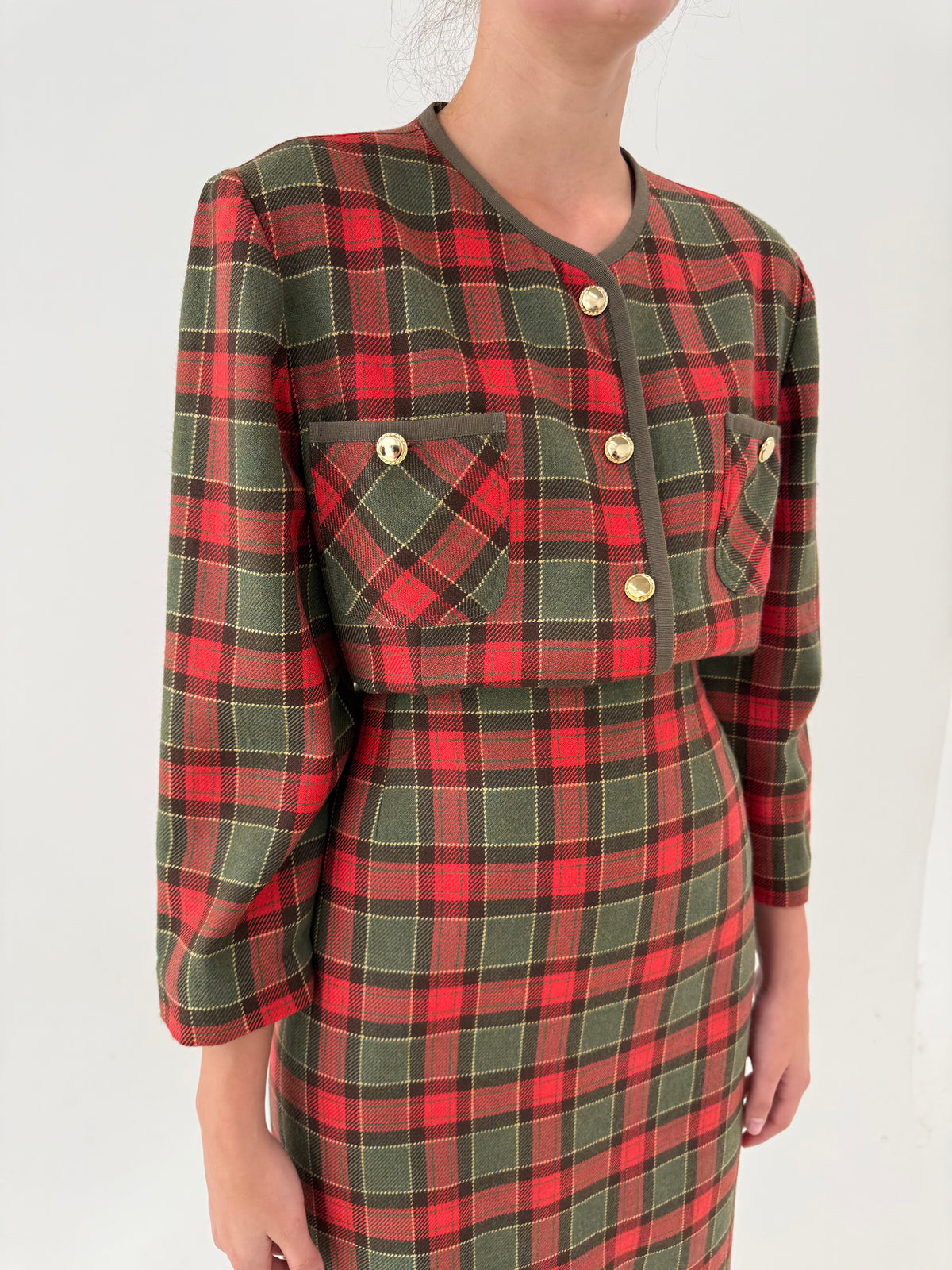 Deux vintage italian piece în carouri din  Tartan moale de lana excepțională