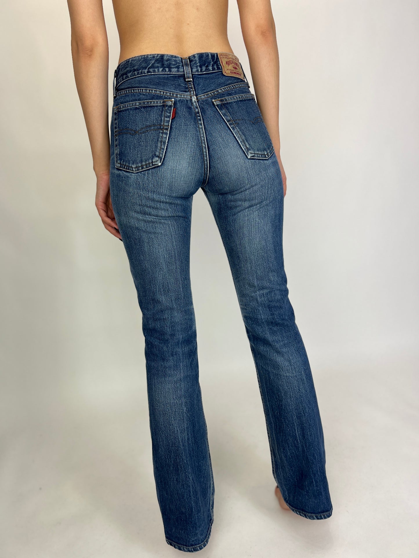 Jeanși premium cu talie mai joasă în față bumbac plin
