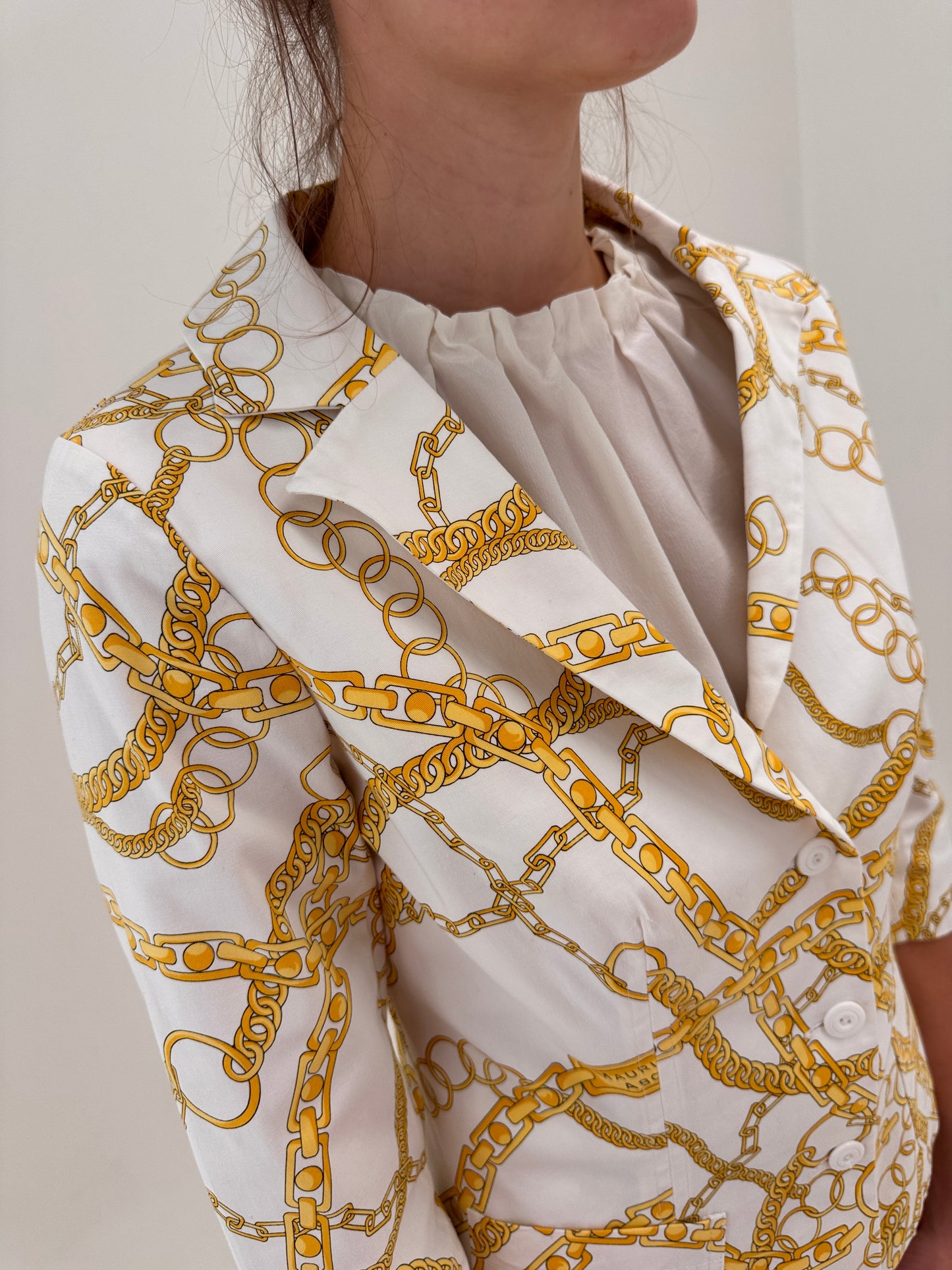 Sacou in stil Versace cambrat cu print baroc din poplin de bumbac ultra confort