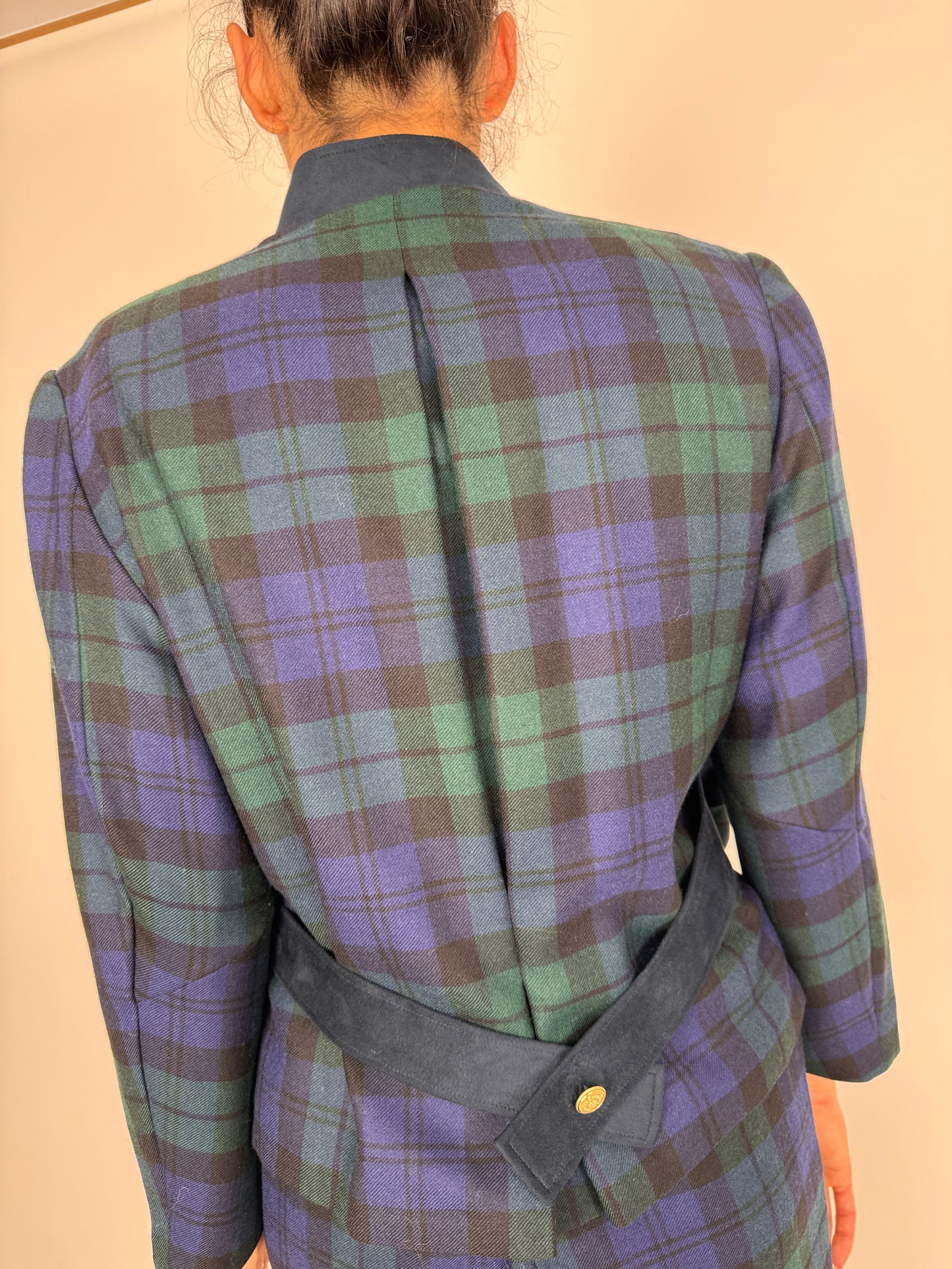 Deux piece vintage din Tartan extrafin de lana pura