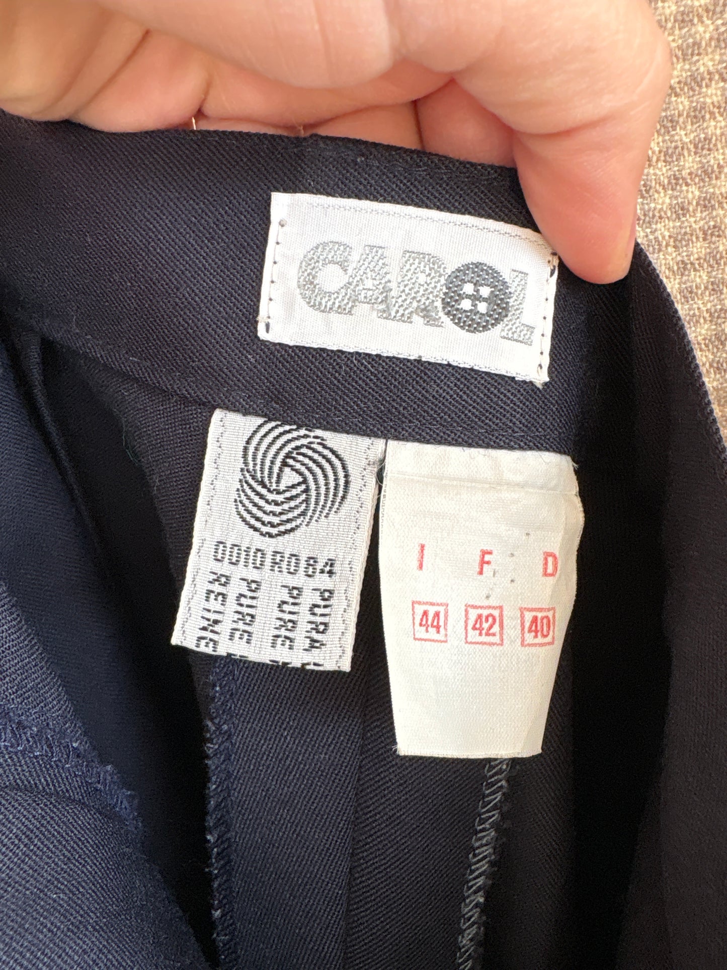 Pantaloni țigaretă din lana extrafina pura certificată cu talie ultra înaltă