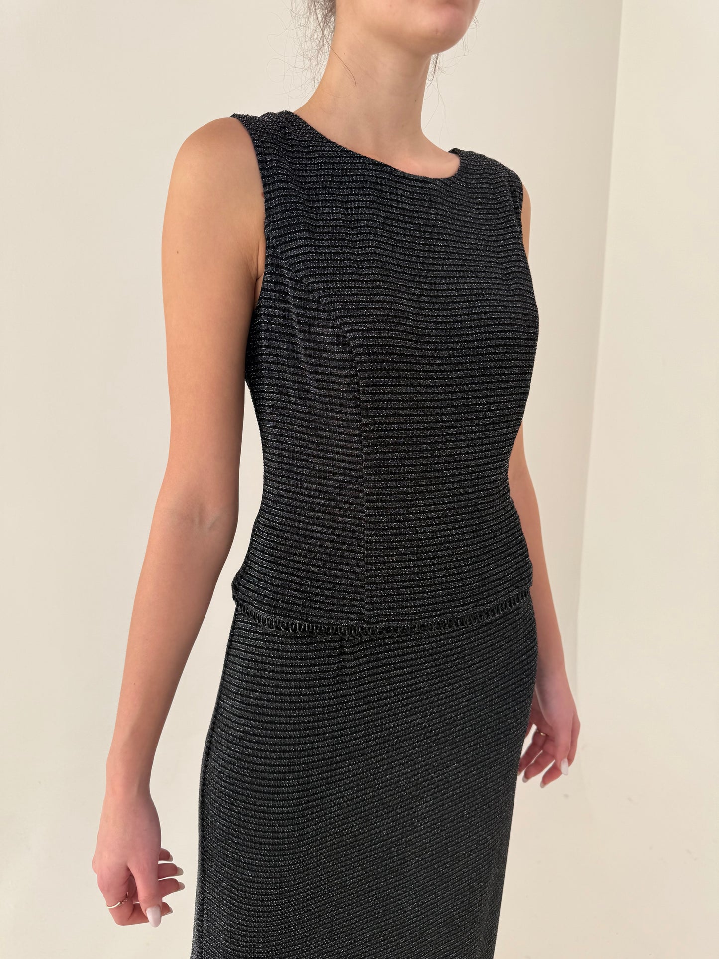 LBD maxi ultra confort cu inserții extrafine de lurex cu talie marcată