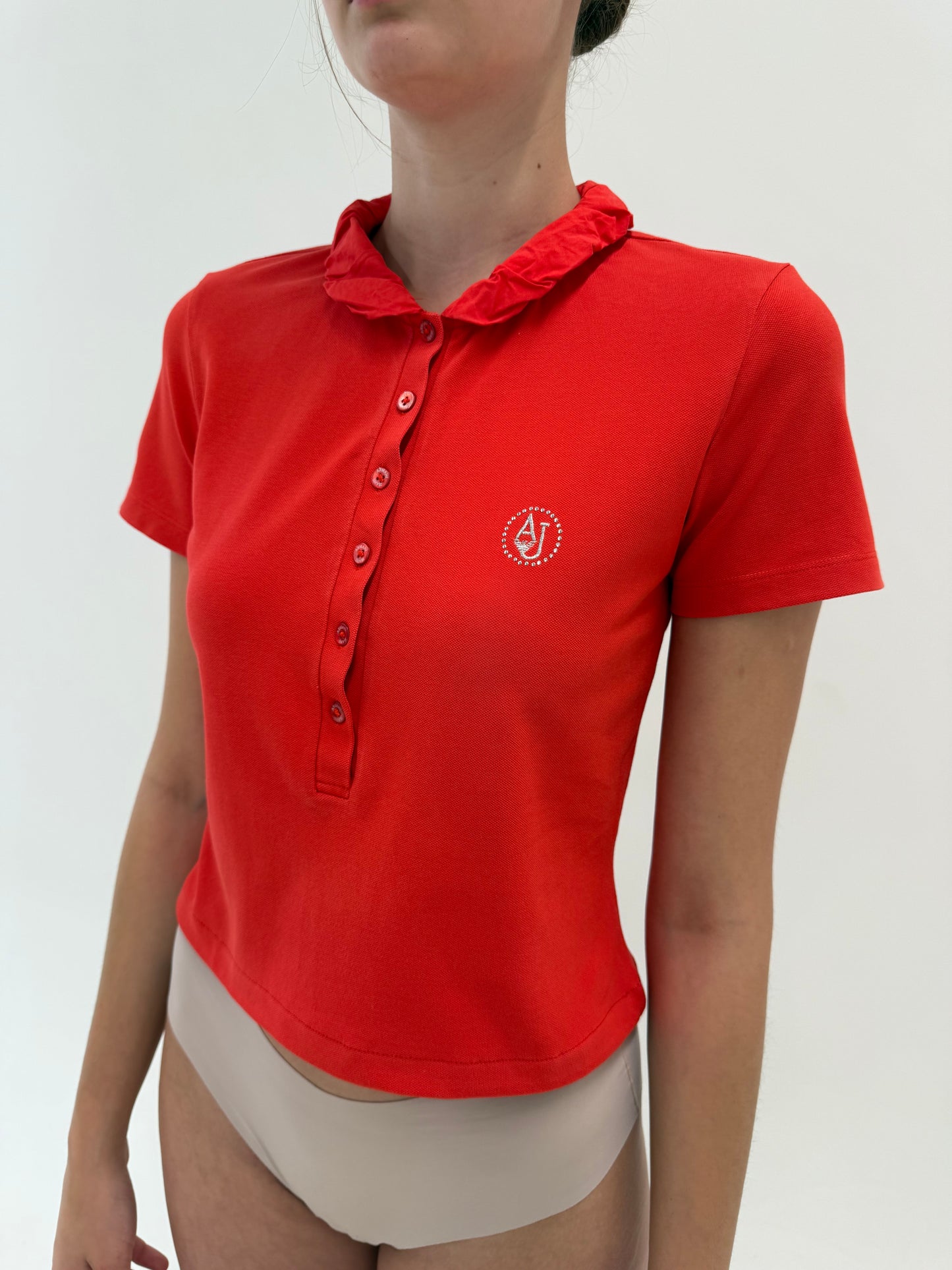 Top polo Armani cherry red din bumbac premium