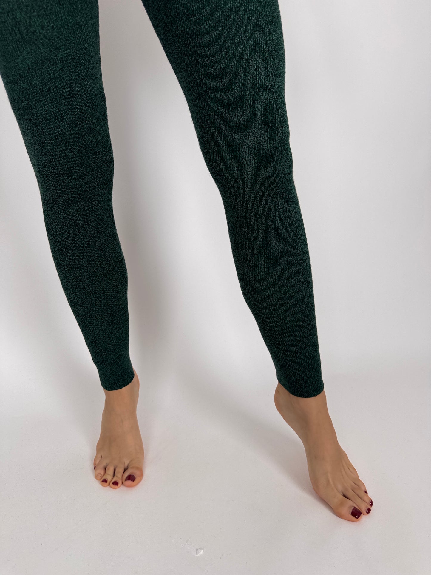 Leggings din mix de lana extrafina cu talie ultra înaltă dark green