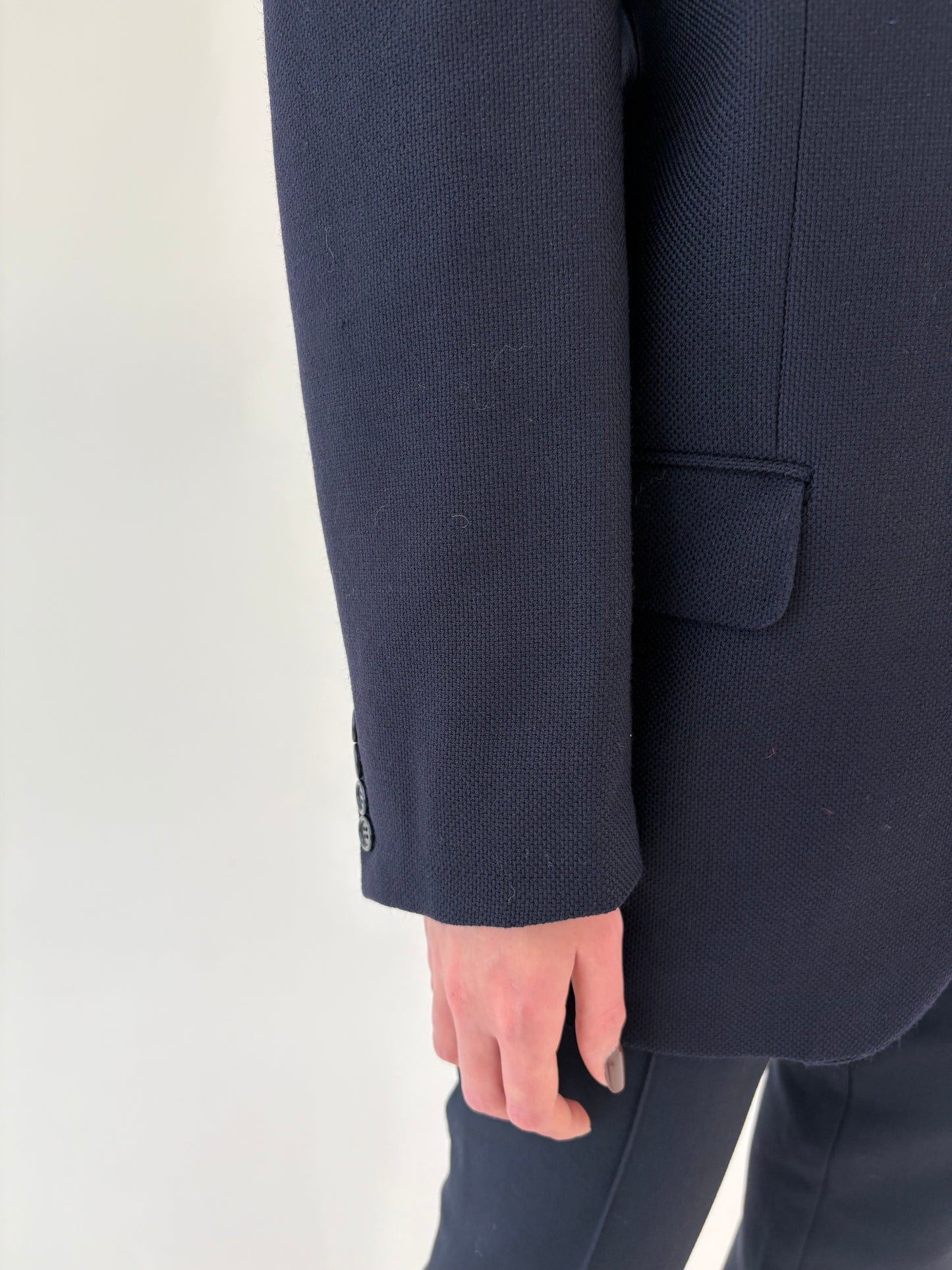 Sacou Navy din lana plină luxury super 100’s în croi actual