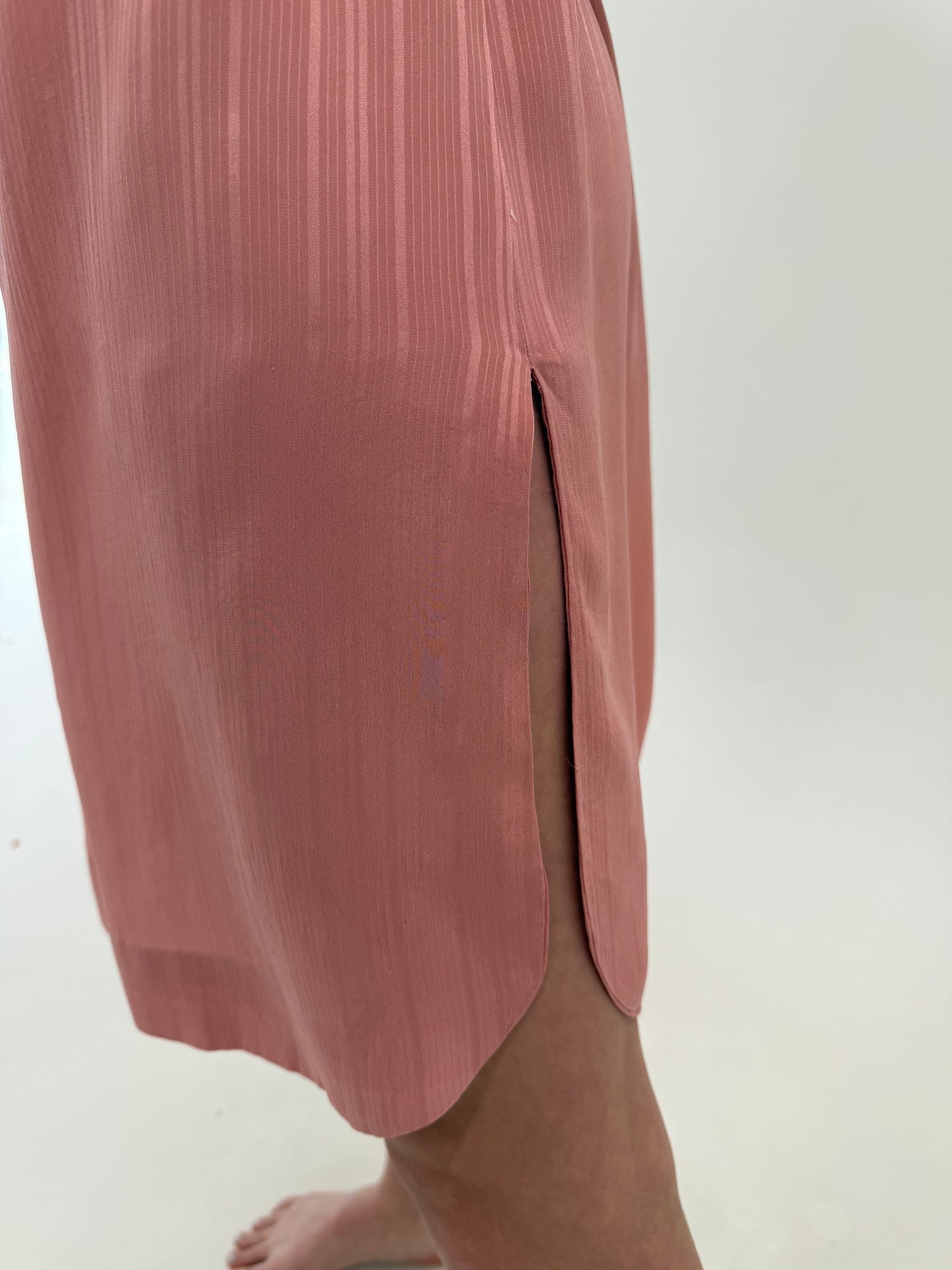 Rochie dusty Pink din mătase naturală cu talie ultra înaltă elastică