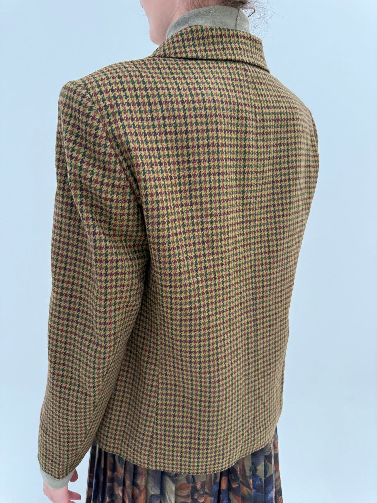 Sacou camel de brand luxury plus size Elena Miro din tweed pied de coq de lana