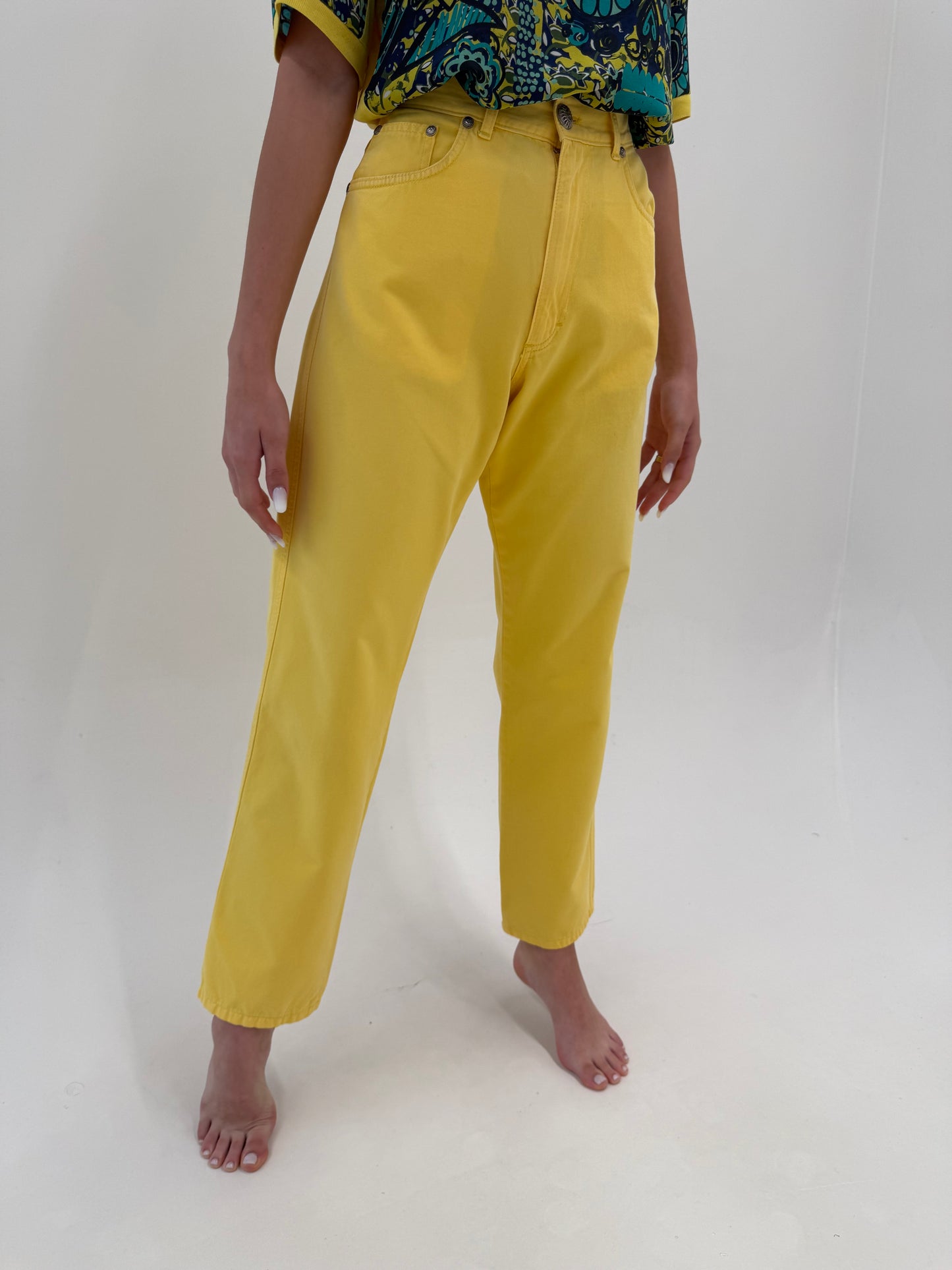 Pantaloni vintage tall Versace mom fit în culoare superbă cu talie ultra înaltă