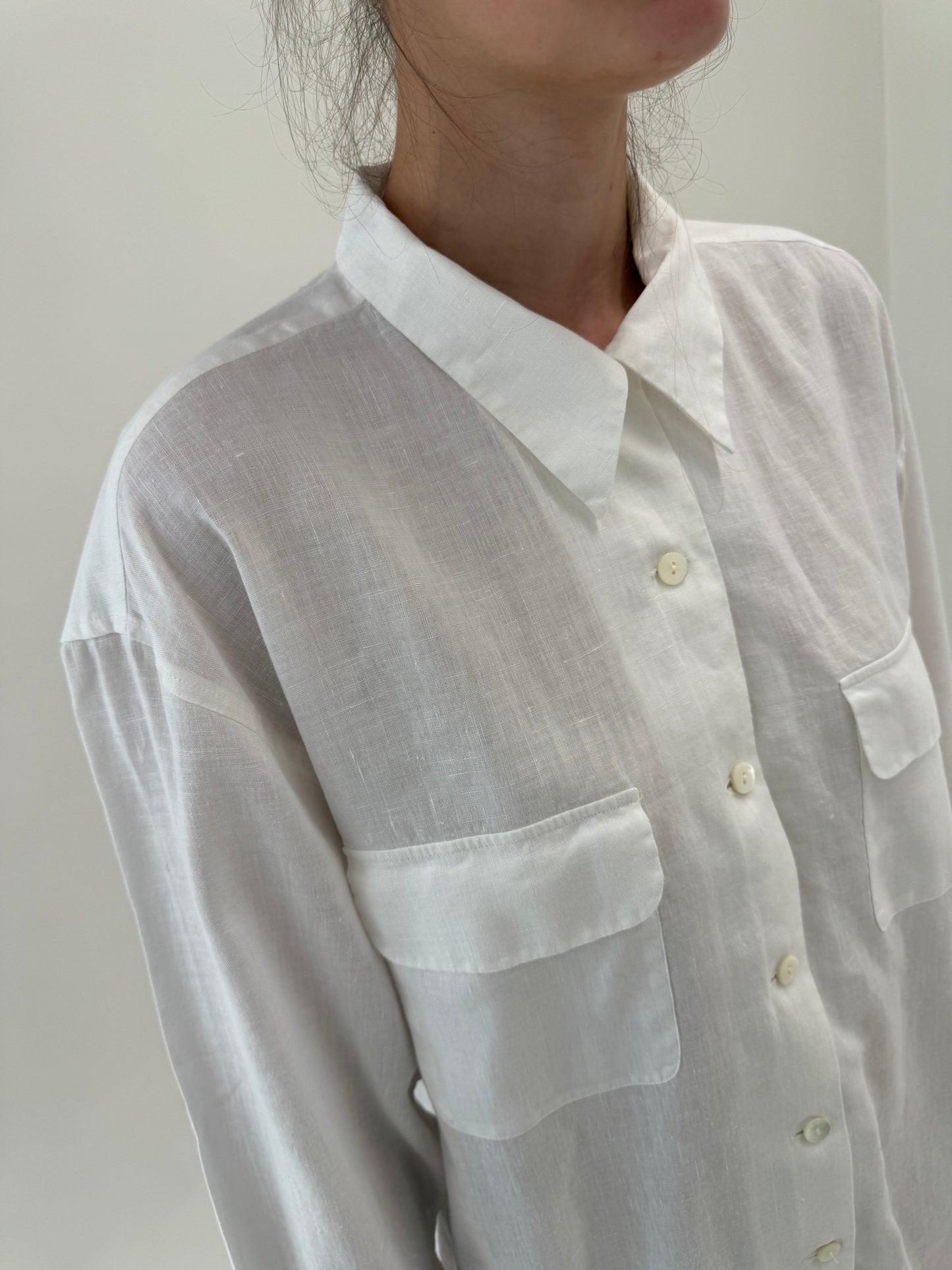 Cămașa din in premium petite în croi oversized