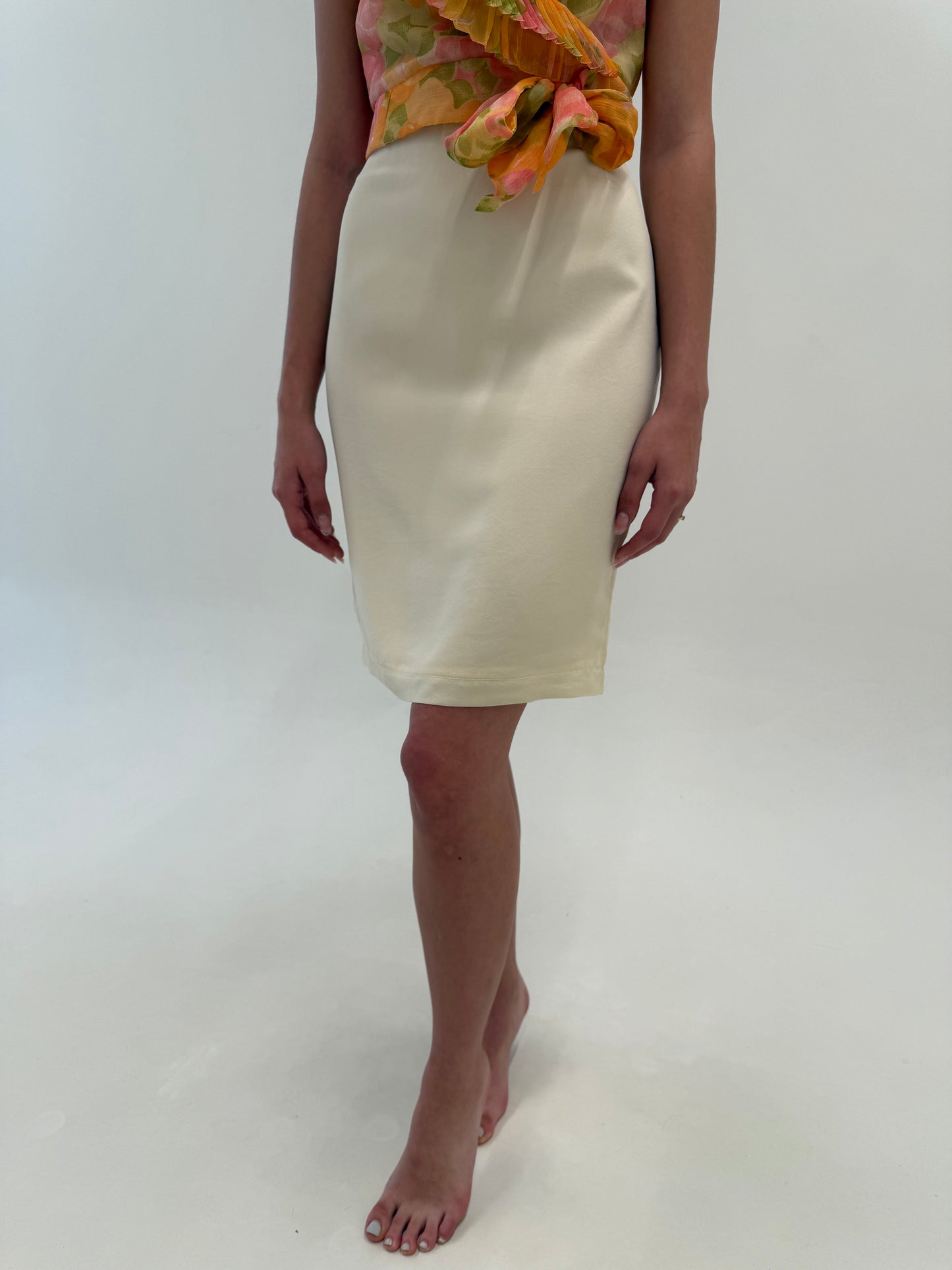 Fustă light nude Marella by Max Mara din mătase naturală