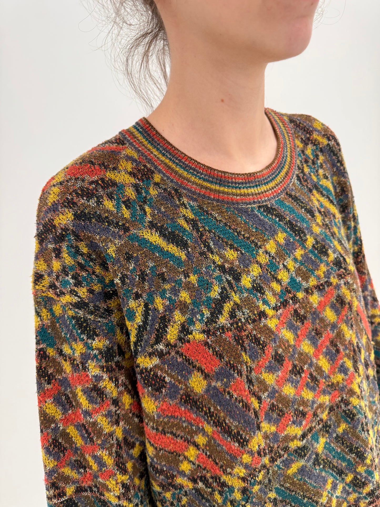 Pulover luxury Misssoni vintage din tricot specific brandului în culori superbe