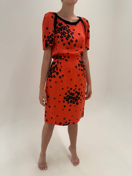 Rochie Valentino vintage din mătase natyala cu talie ultra înaltă marcată