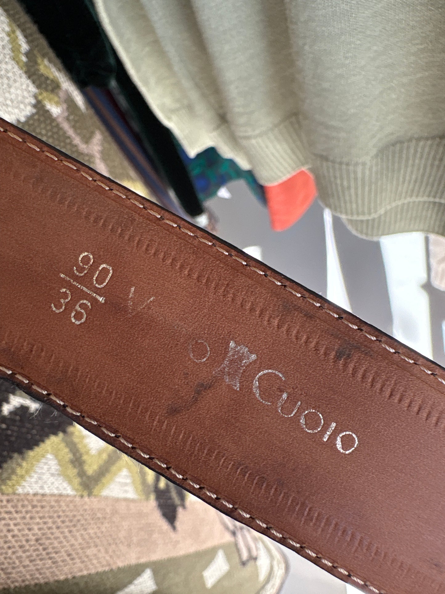 Curea italiană din piele naturală groasă cu feronerie argintie