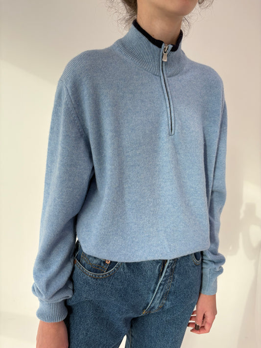 Maleta italiană groasa baby blue din lana extrafina de gramaj mare