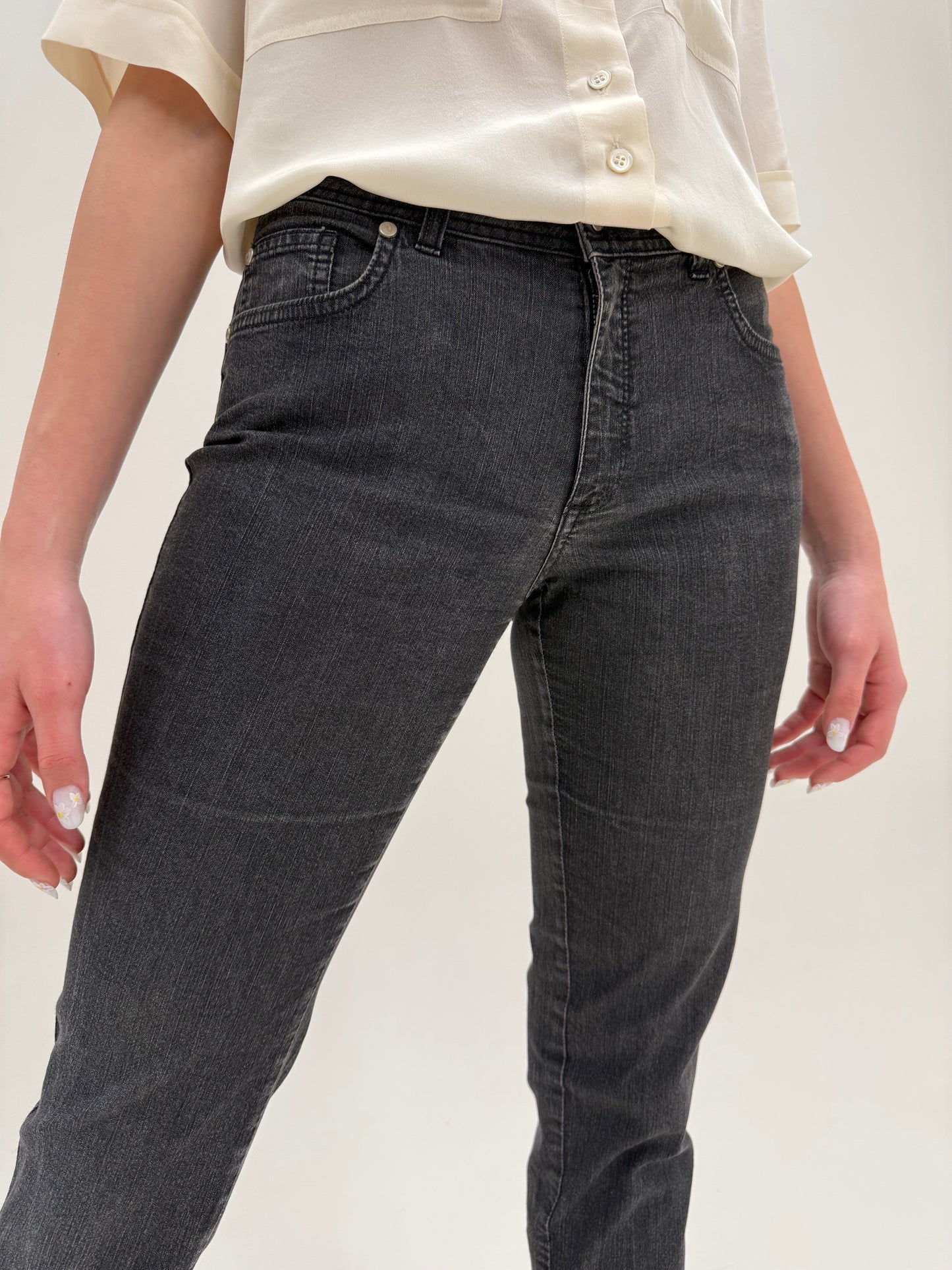 Jeans modelatori luxury Trussardi in croi și wash clasic