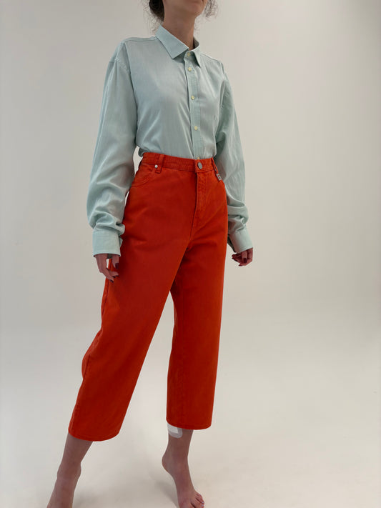 Jeans de brand premium italian Barrel petite cu talie ultra înaltă