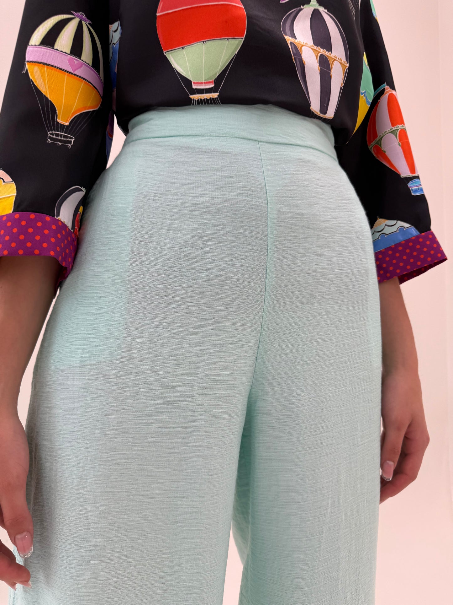 Pantaloni palazzo mint green tall din panzica