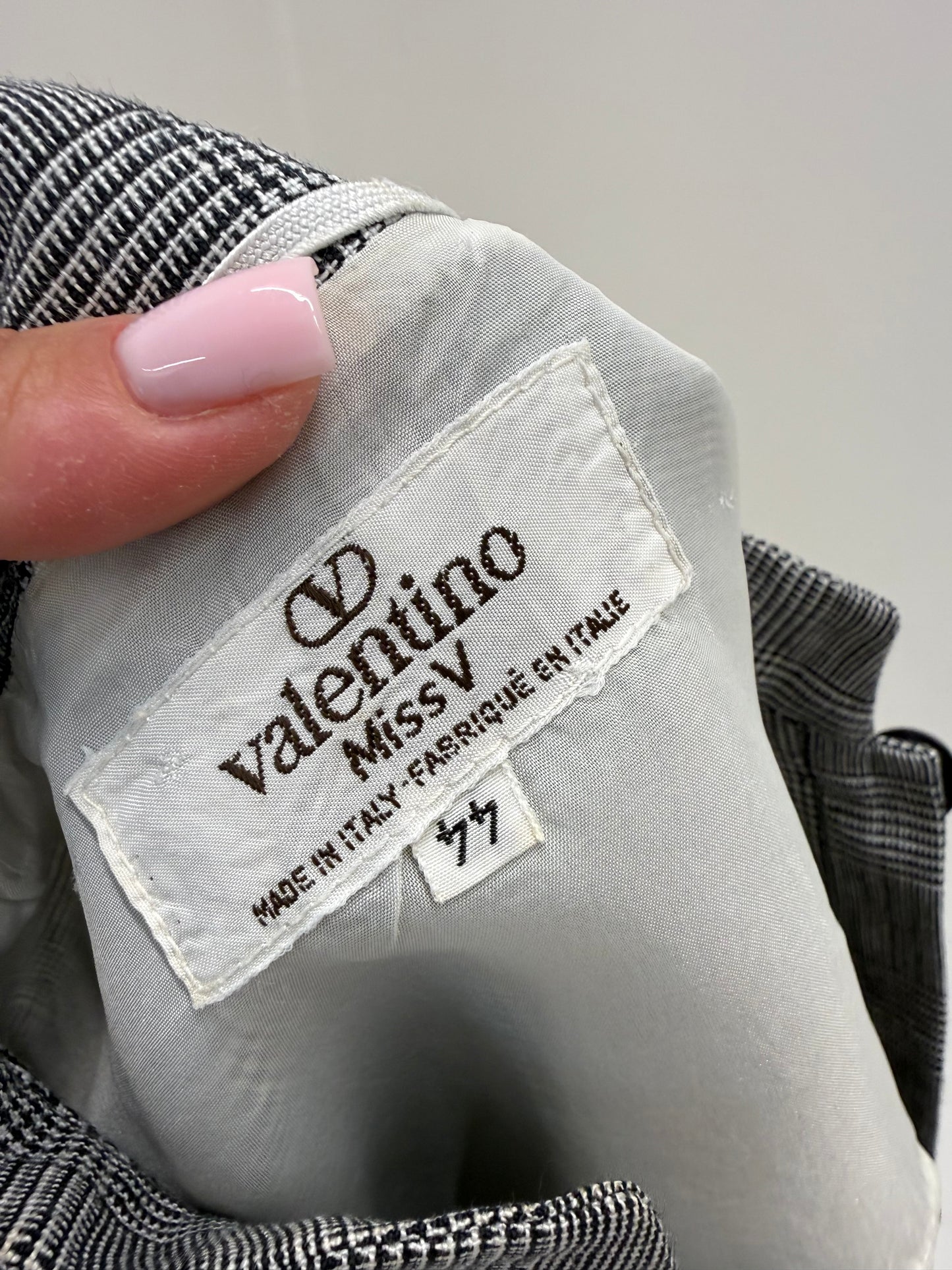 Sacou vintage Valentino din în excepțional cu în carouri fine alb negru