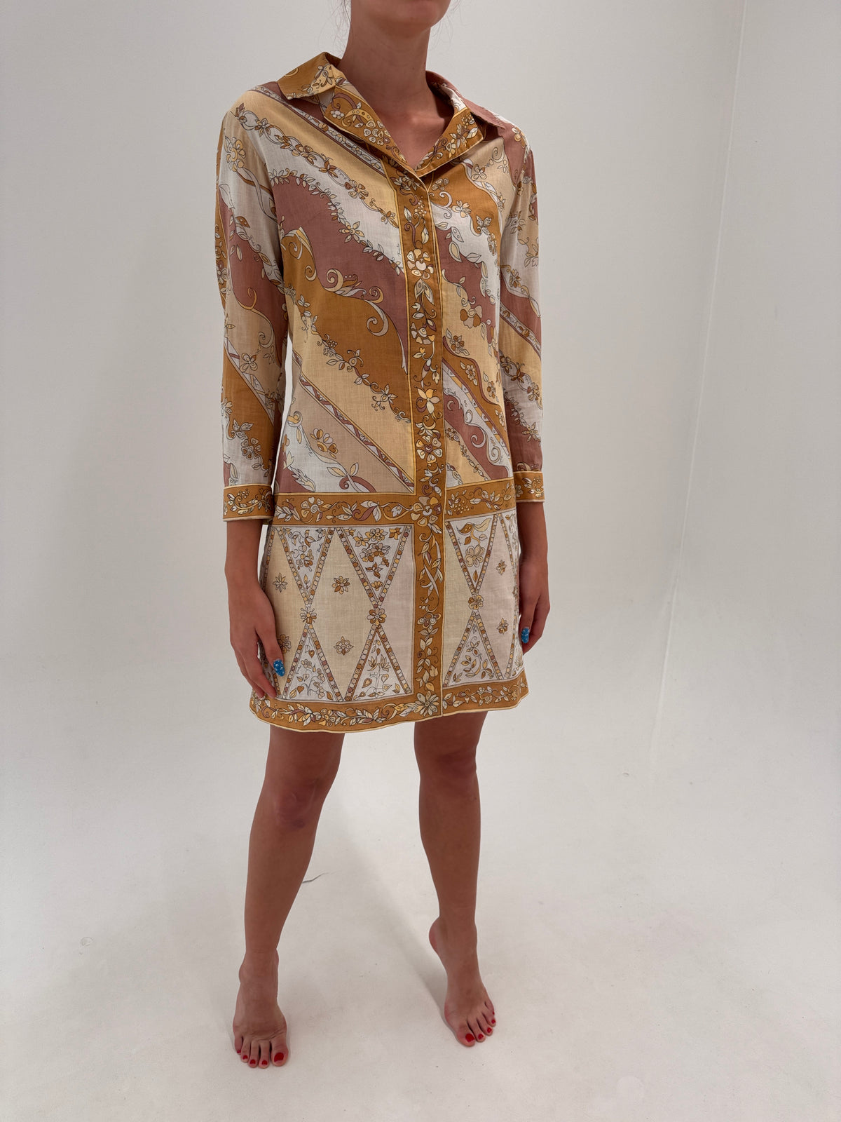 Rochie Emilio Pucci old vintage sfârșit de ani 60 de colecție din cotton lawn