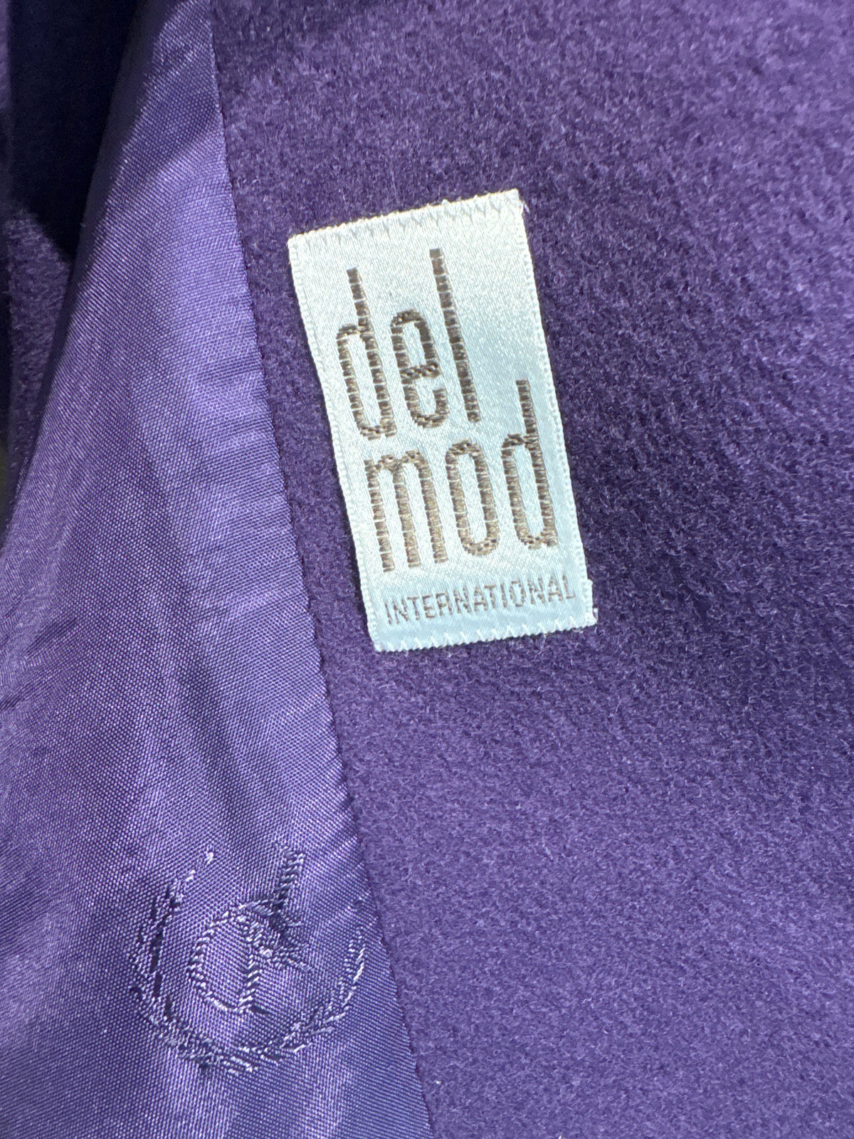 Sacou vintage luxury Delmod din stofă de lana cu 30% cașmir eggplant purple