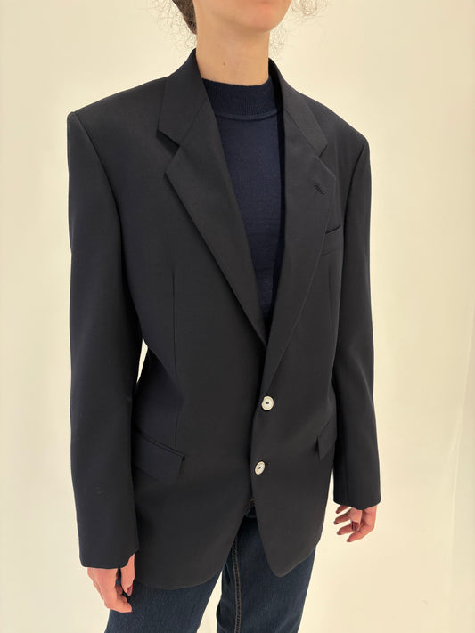Sacou Navy excepțional din lana extrafina foarte ușor satinata