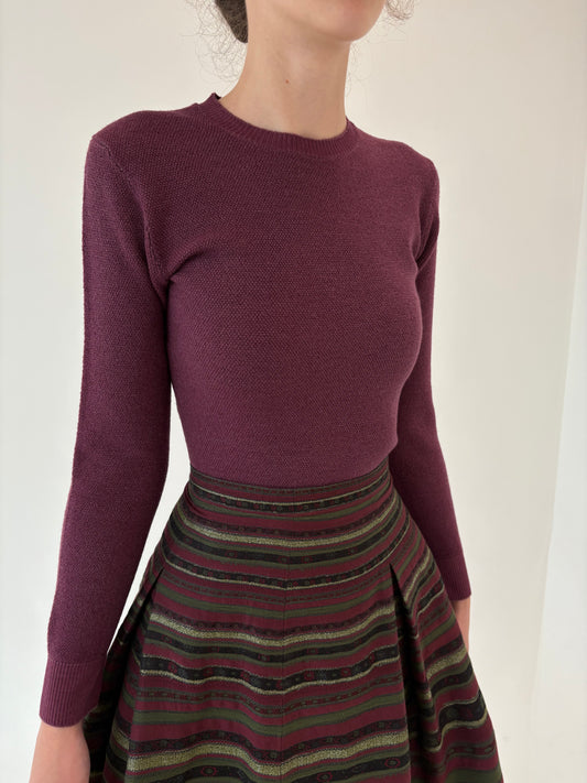 Pulover dark burgundy din lana merino extrafina de gramaj mare