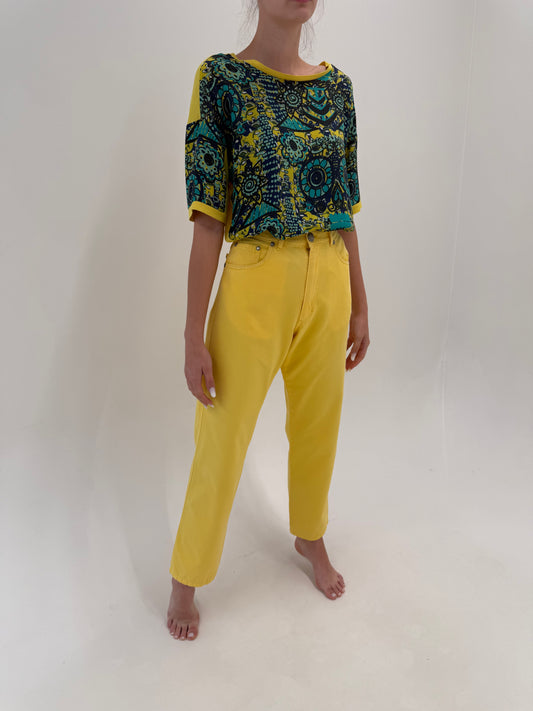 Pantaloni vintage tall Versace mom fit în culoare superbă cu talie ultra înaltă