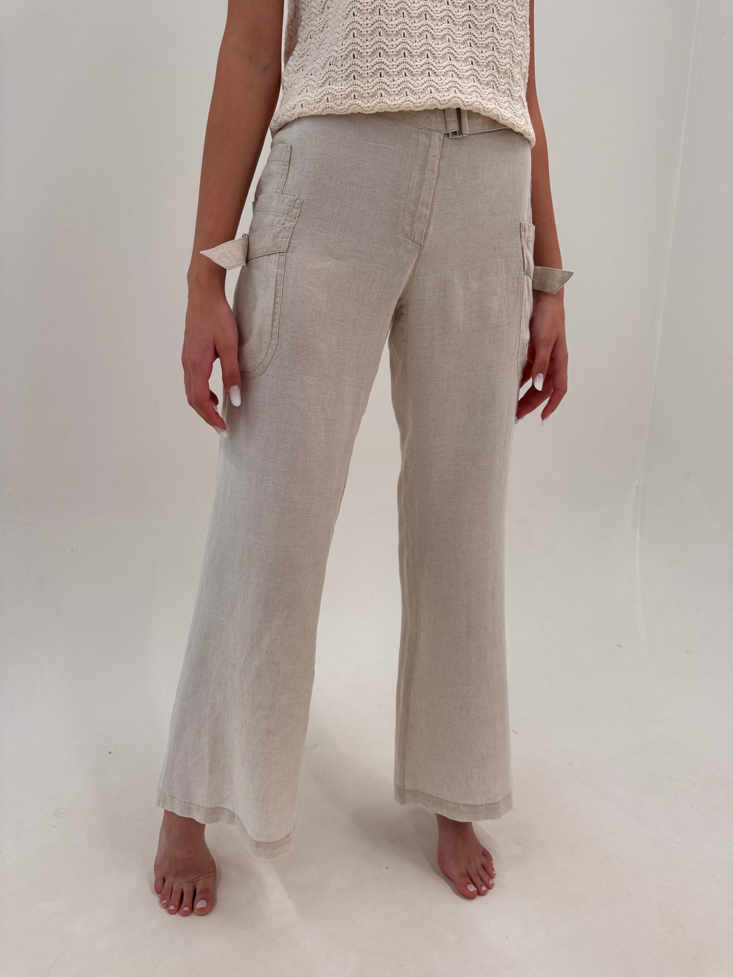 Pantaloni palazzo gama Max Mara sand nude din in premium