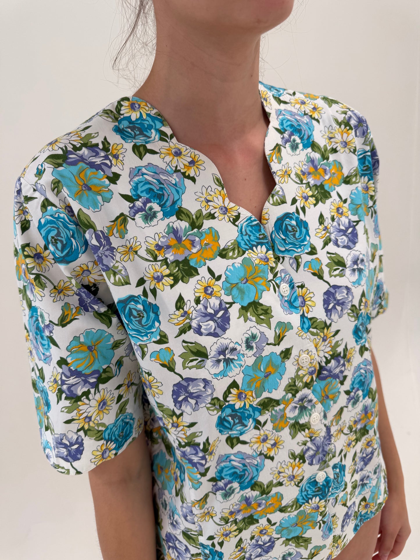 Cămașa premium italiană cu print floral superb din bumbac premium