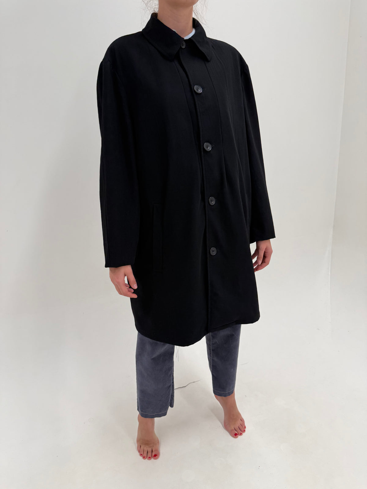 Palton Zegna ultra luxury Navy din lana extrafina în croi super revenit în trend