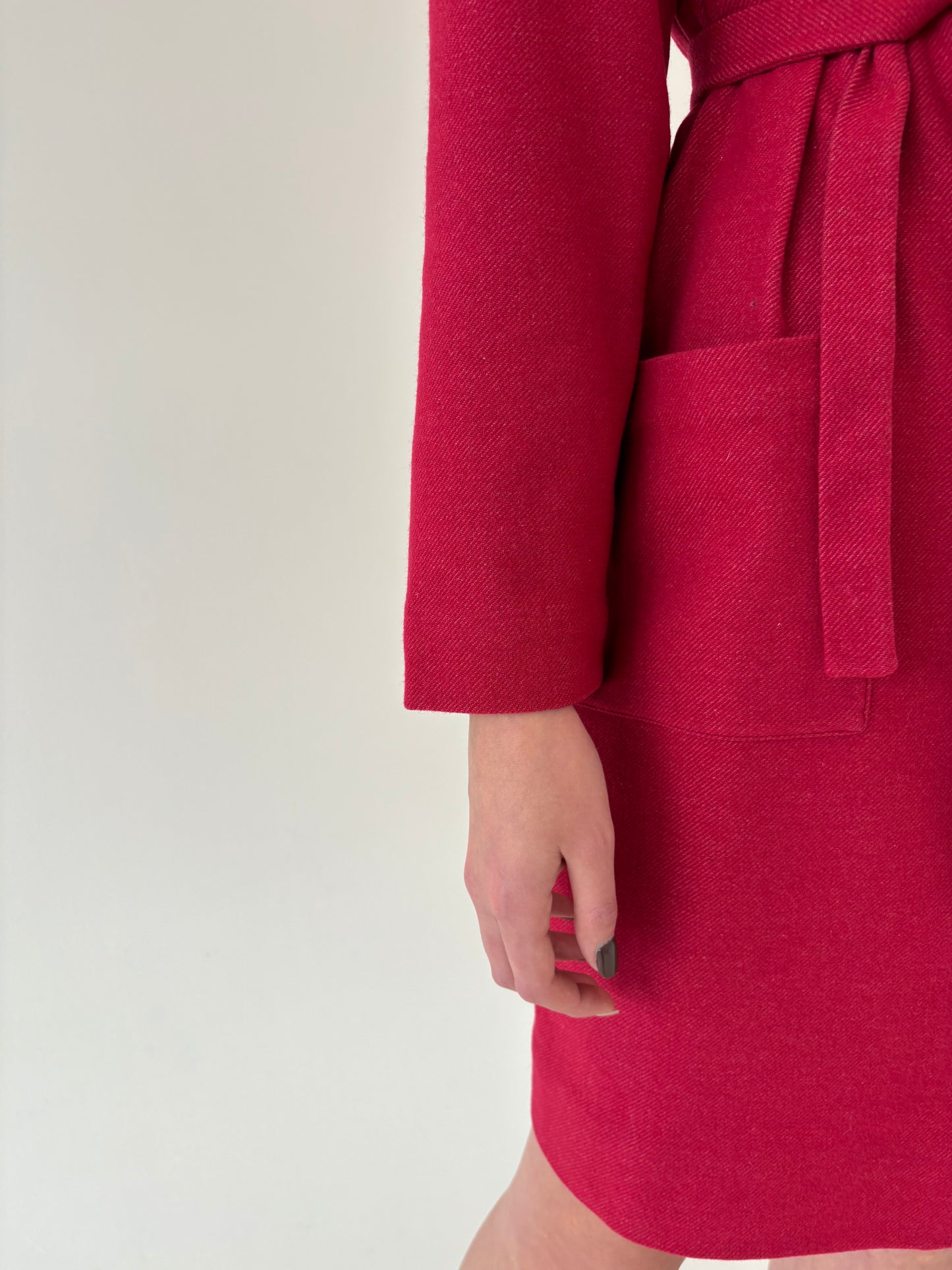 Halat vinatge high end italian din lana plină rasberry red