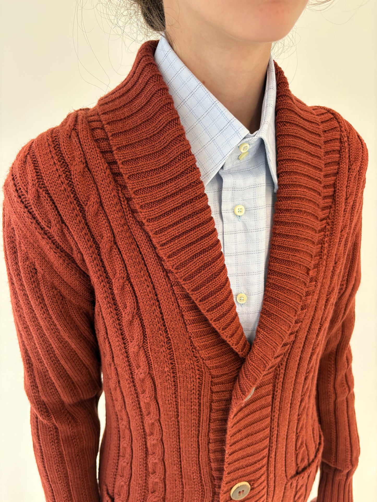 Cardigan gros tip jachetă din lana de gramaj mare cu torsade