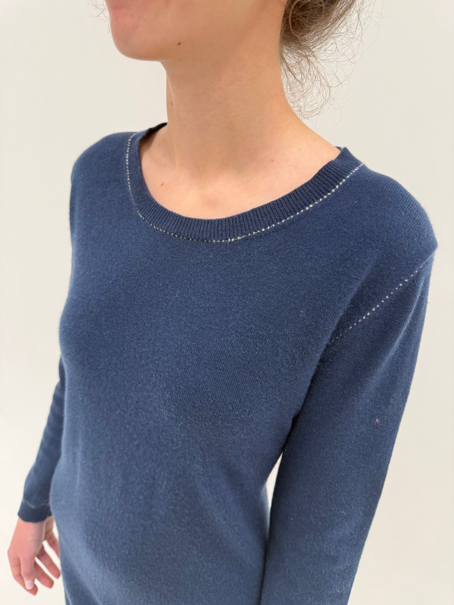 Rochie casual jeans blue din cașmir cu grad redus de peeling