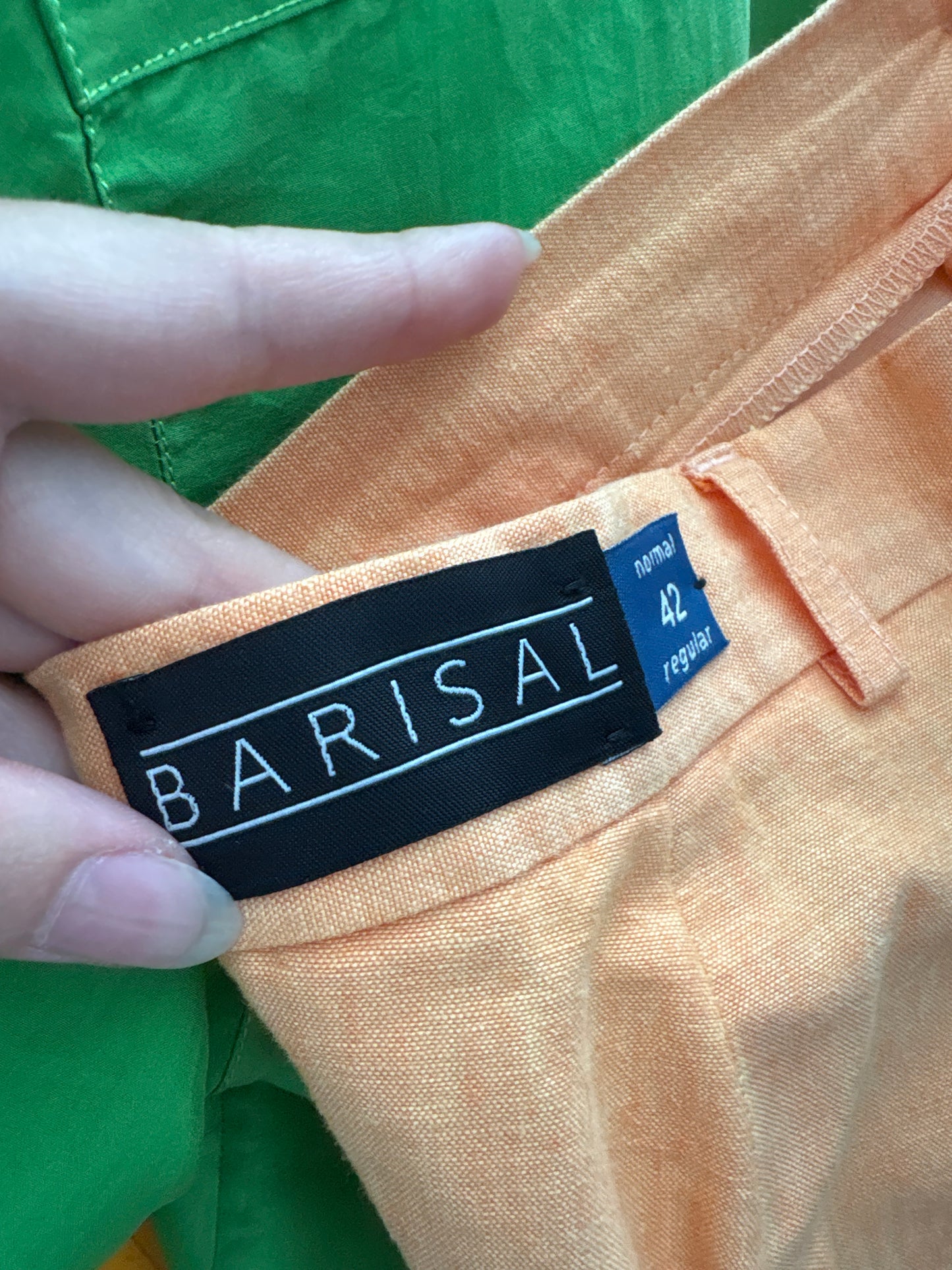 Pantaloni petite din pânză premium apricot orange