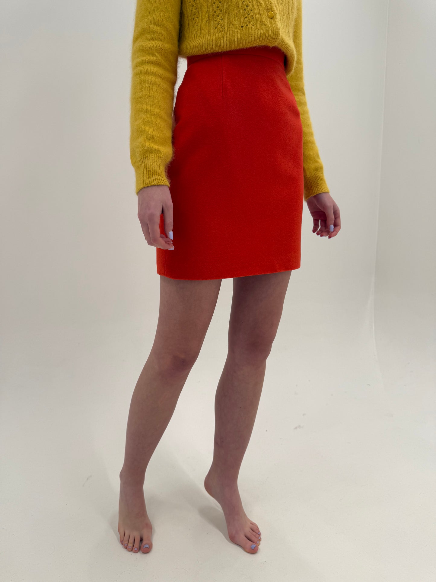 Fustă mini cu talie ultra înaltă 80% lana extrafina