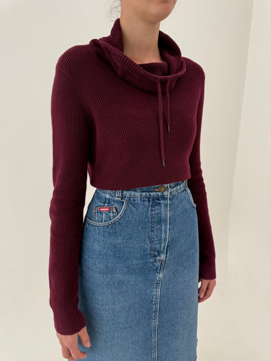 Pulover Ralph Lauren plum din bumbac gros de gramaj mare cu influențe casual