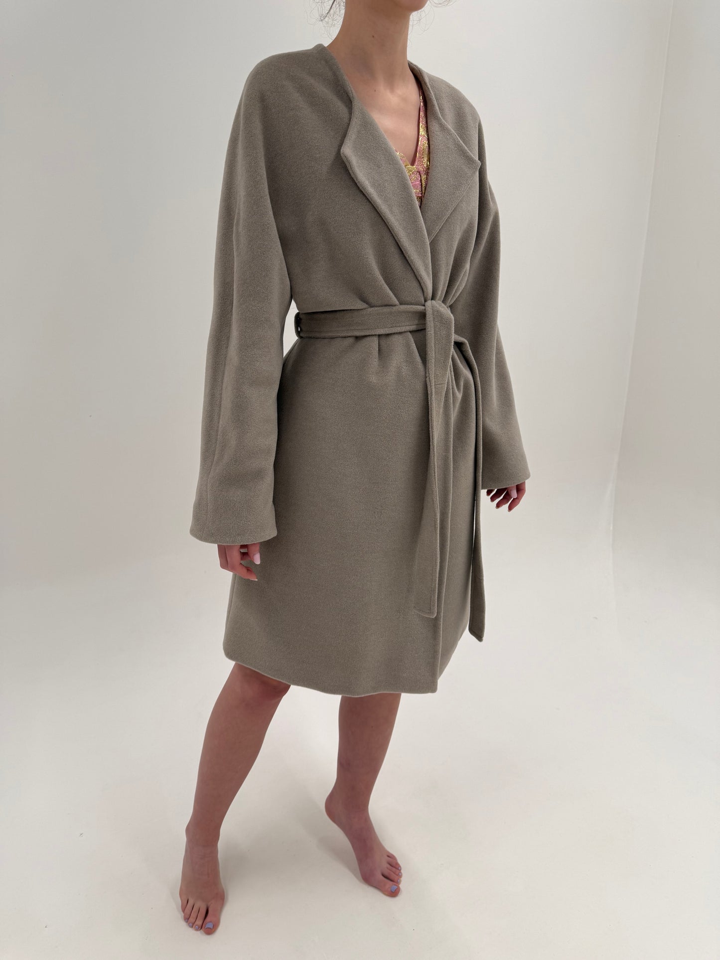 Palton de brand super premium Hobbs warm gray din lana extrafina