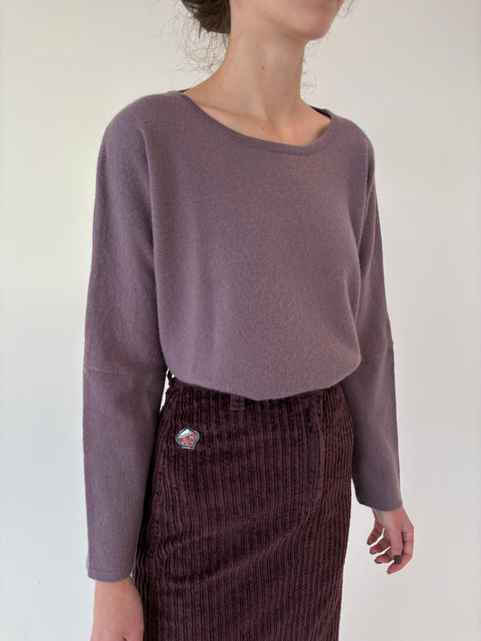 Pulover tip capa dusty lavender din lana merino extrafina