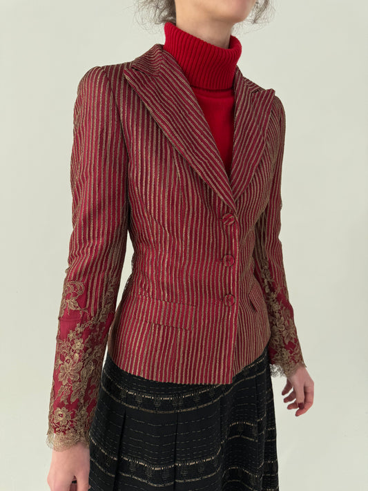 Sacou ultra luxury prețios Talbot Runhof cu bază de mătase și dantelă chantily