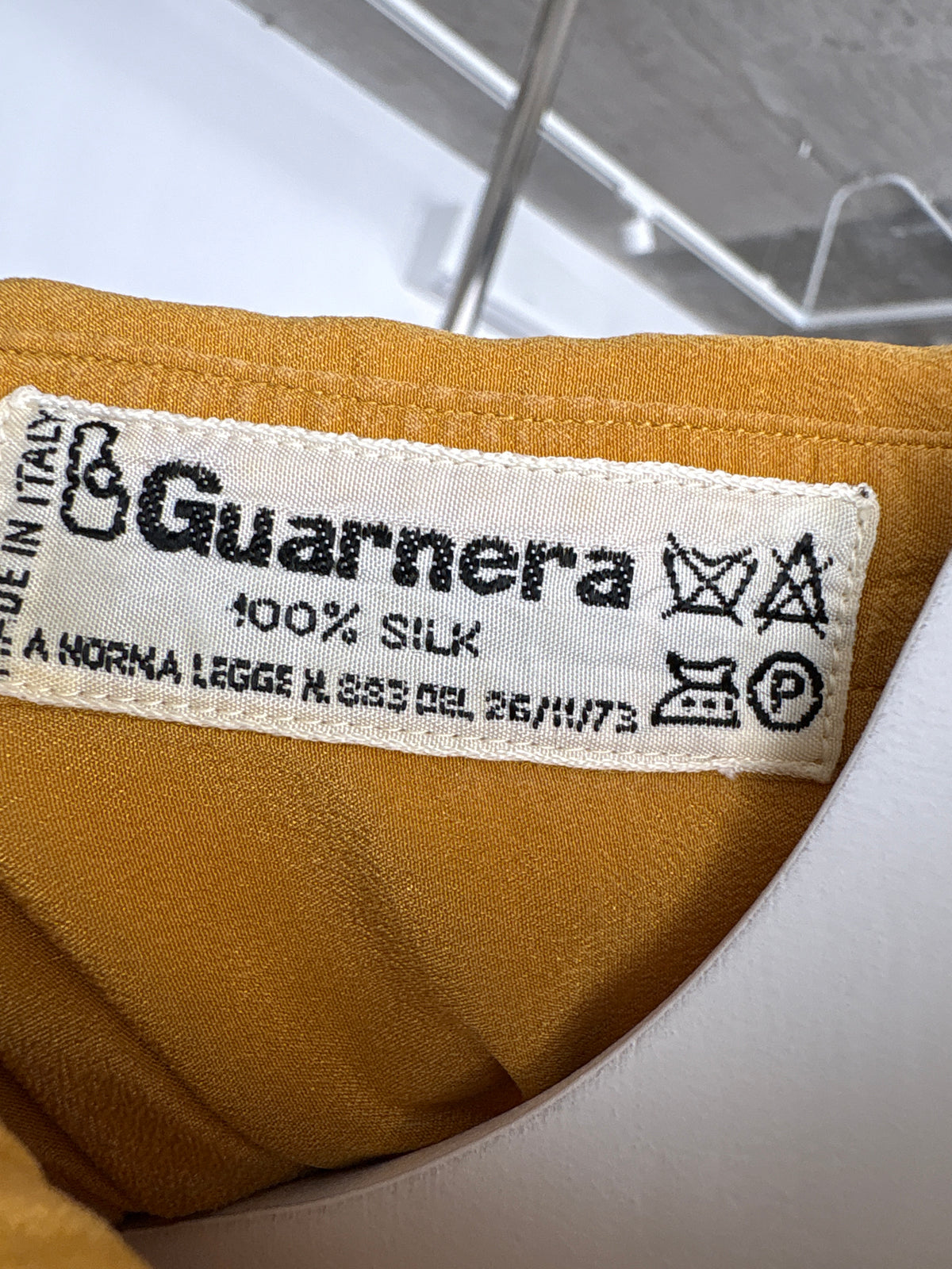 Cămașa vintage petite mustard yellow din mătase naturală