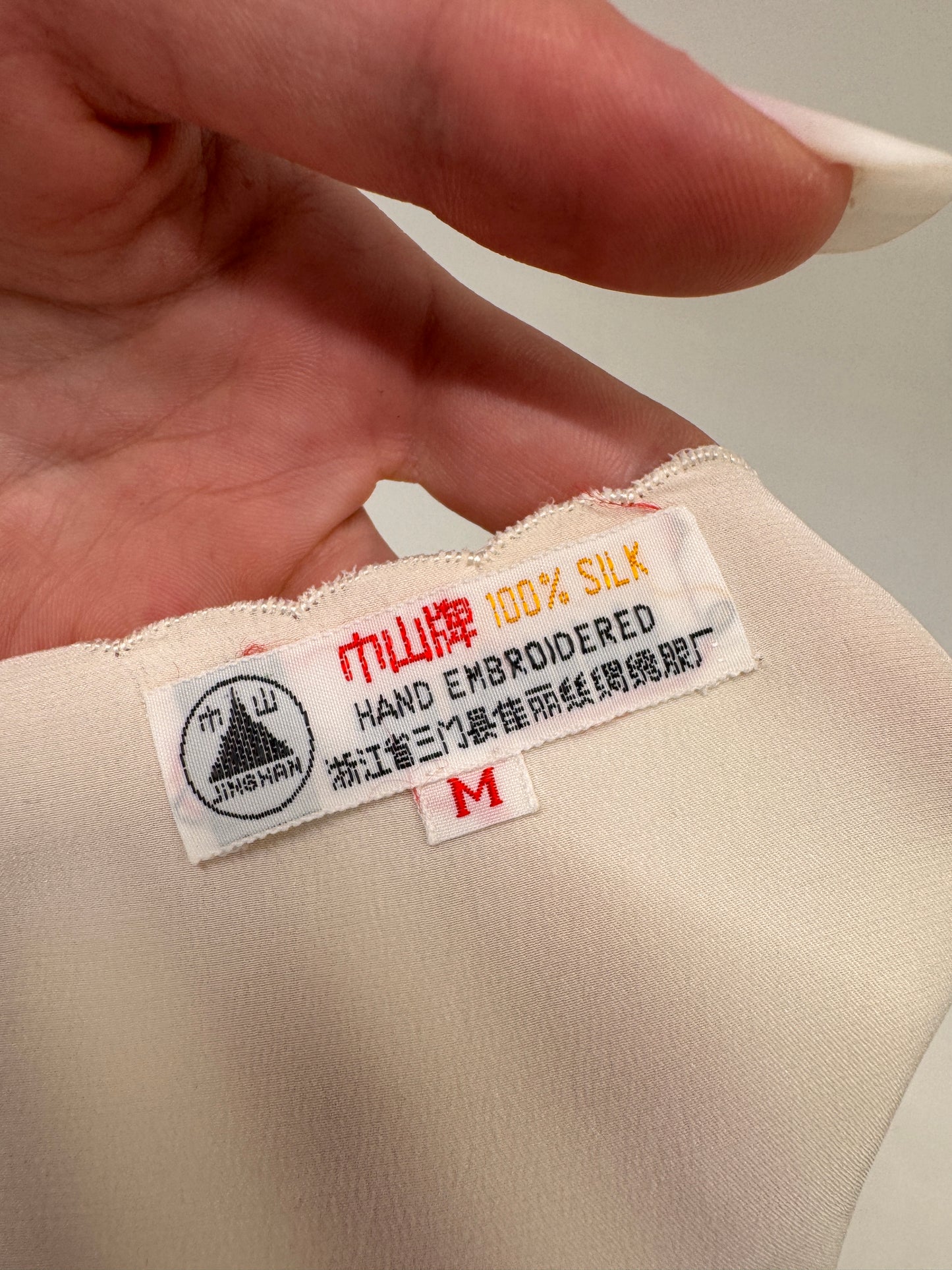 Top vintage bijuterie tip furou din mătase naturală brodată manual