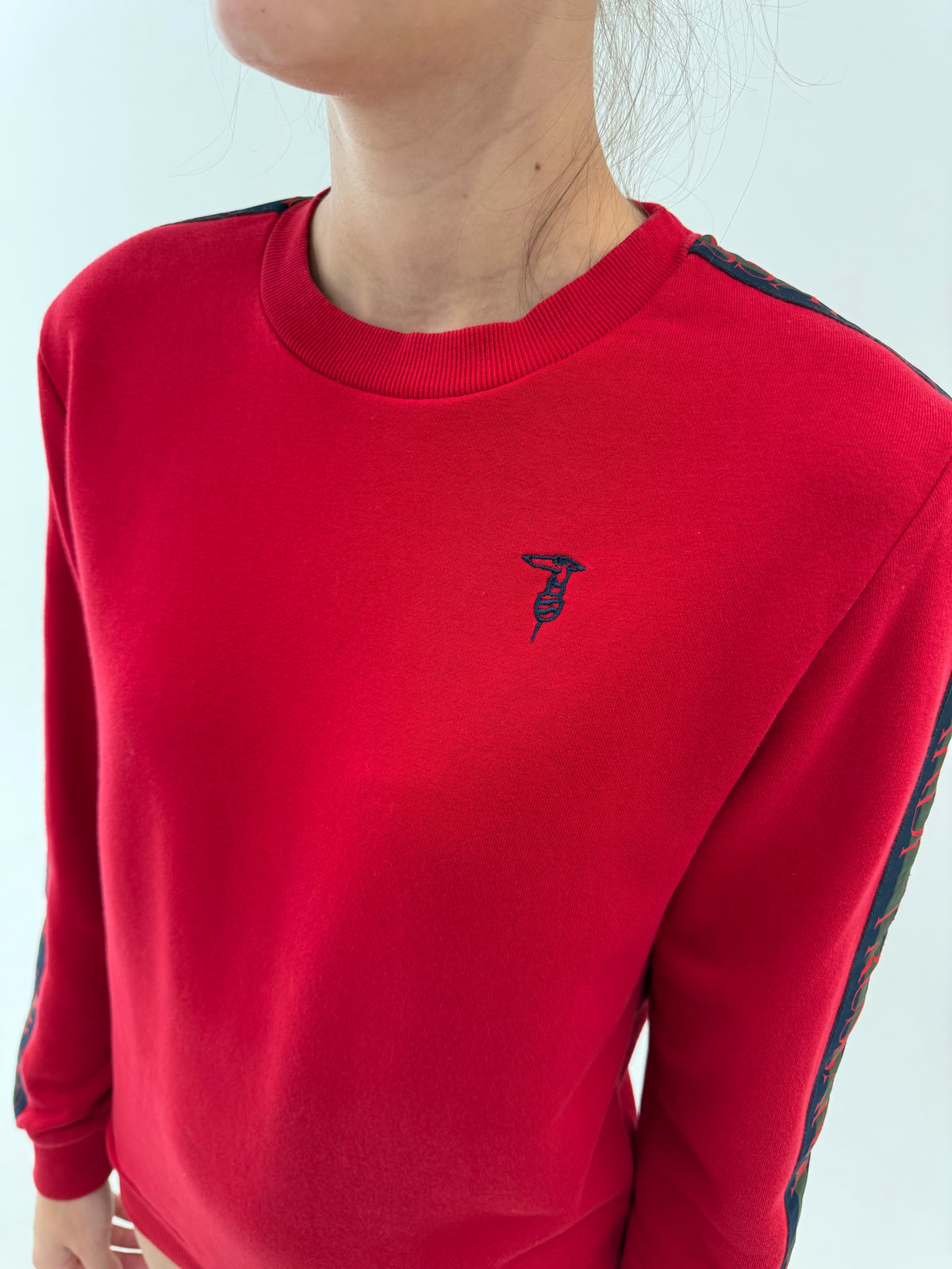 Bluză Trussardi cu influențe casual cherry red din molton de bumbac