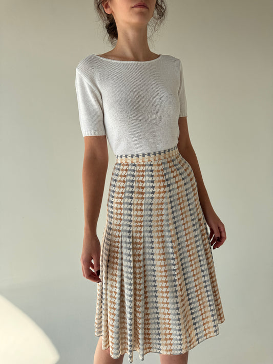 Fustă vintage plisată din mastase naturală în nuanțe superbe