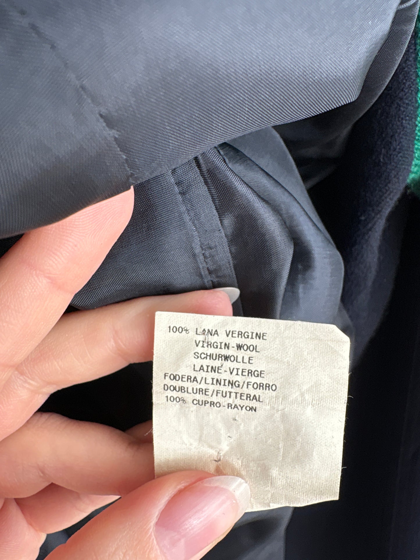 Sacou Armani în croi actual tall din lanita extrafina Navy blue