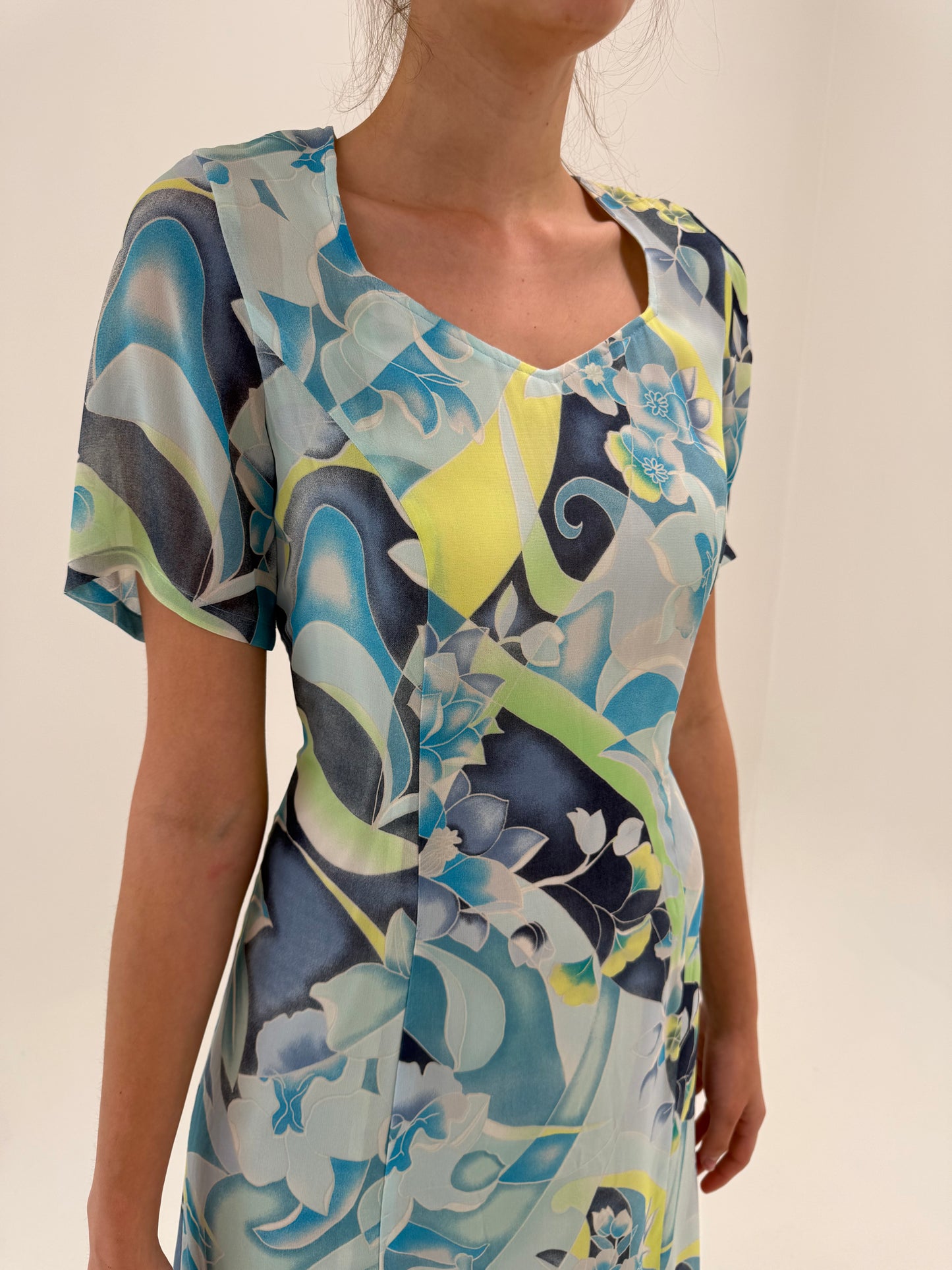 Rochie maxi în croi A-line cu print nouă cu etichetă