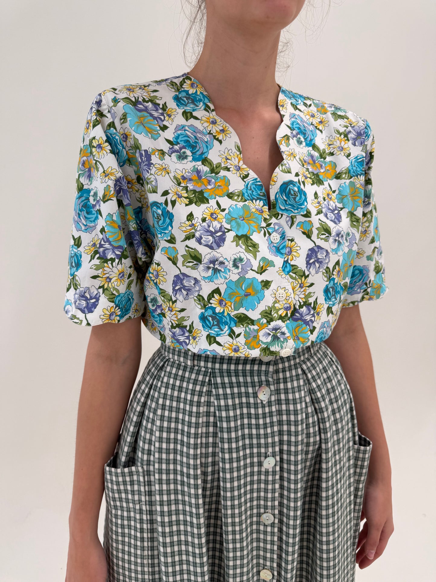 Cămașa premium italiană cu print floral superb din bumbac premium