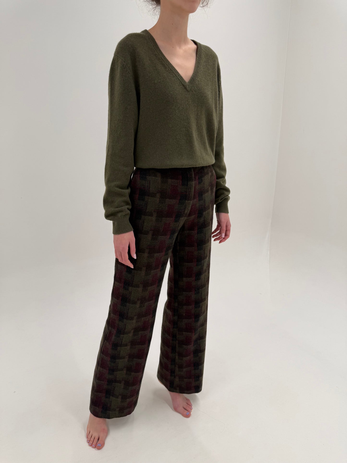 Pantaloni groși tall de brand luxury Mariela Burani din tweed în culori superbe