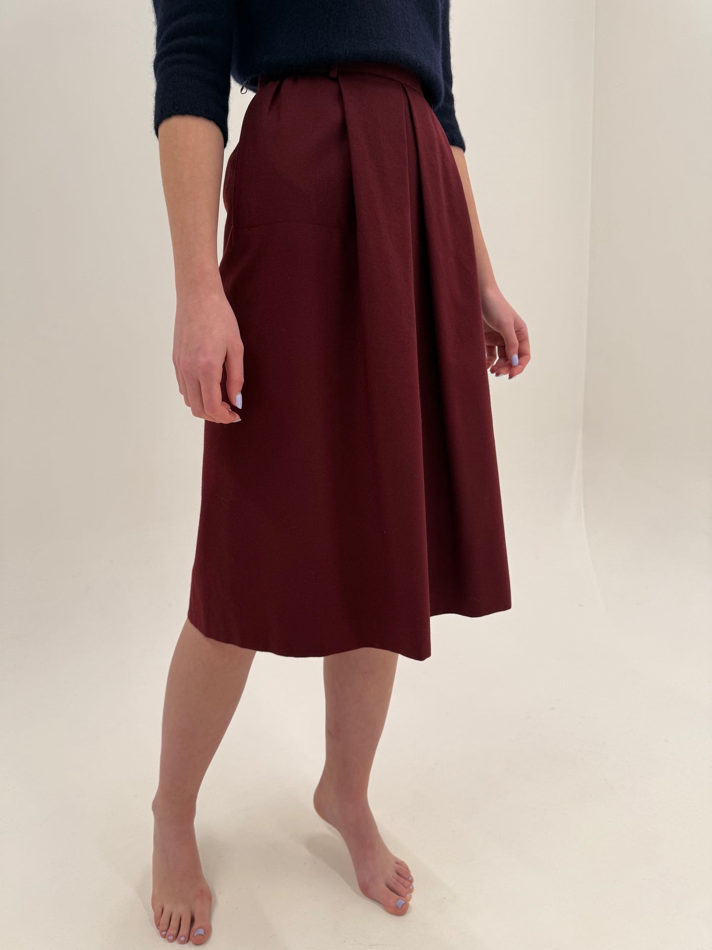 Fustă Escada burgundy din ăla extrafina certificată cu talie ultra înaltă