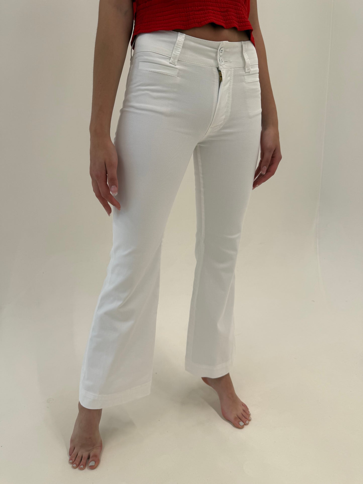 Pantaloni evazați din bumbac modelator de brand premium